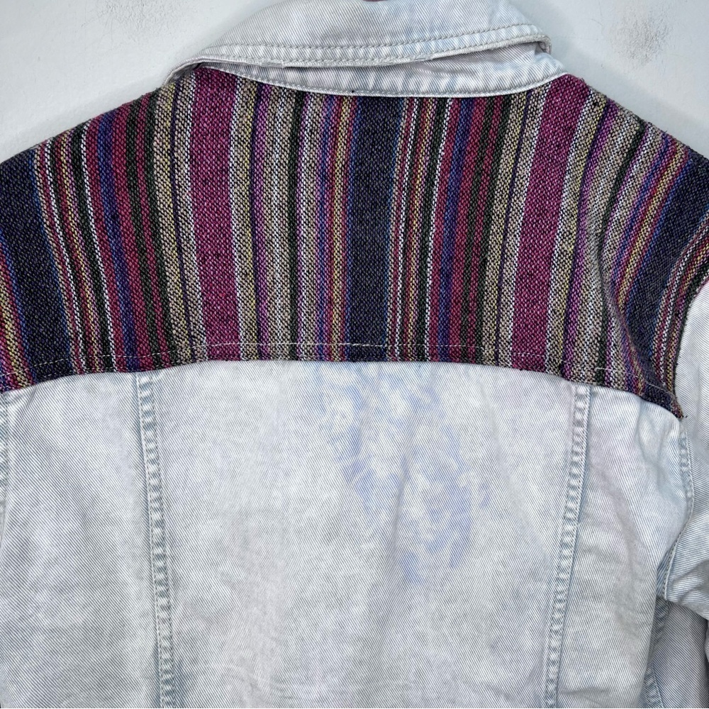 Free People Baja Jacket Distressed Cropped Size 12 Trucker Jacket Southwestern - Picture 8 of 16